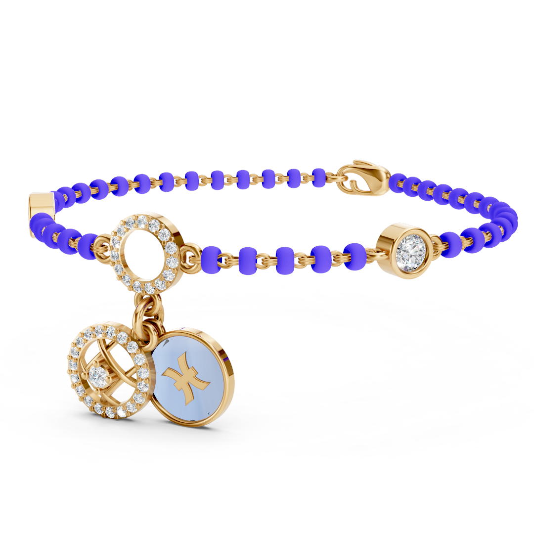 Yellow Gold Zodiac Pisces Diamond Charm Bracelet