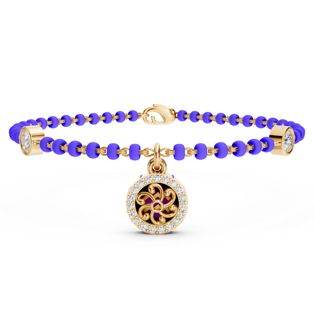 Rose Gold Floral Scroll Diamond Medallion Bracelet