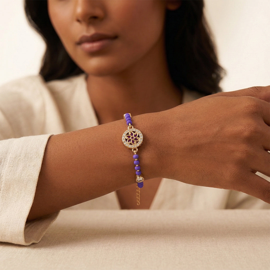 Rose Gold Floral Scroll Diamond Medallion Bracelet