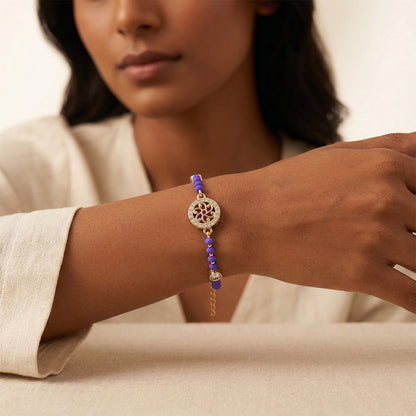 Rose Gold Floral Scroll Diamond Medallion Bracelet