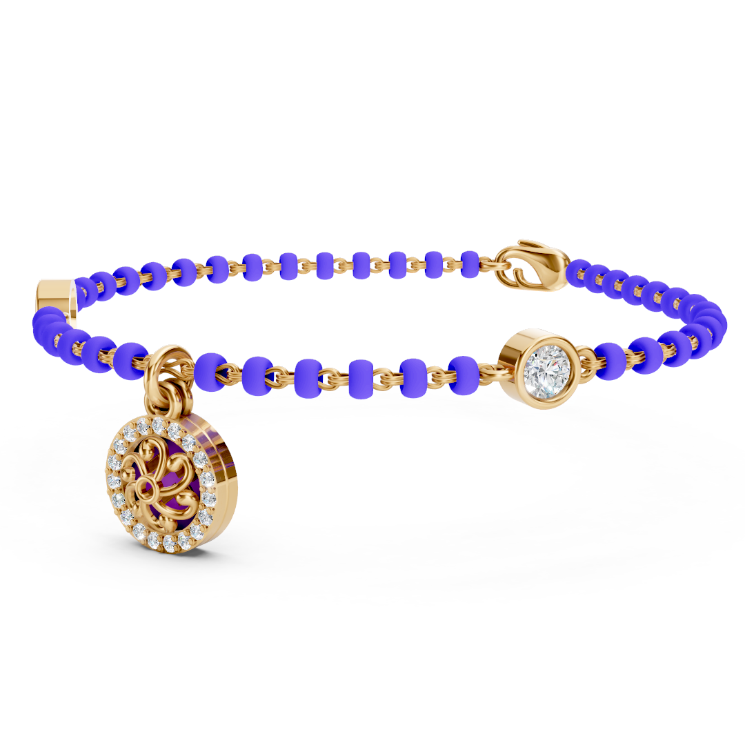 Rose Gold Floral Scroll Diamond Medallion Bracelet