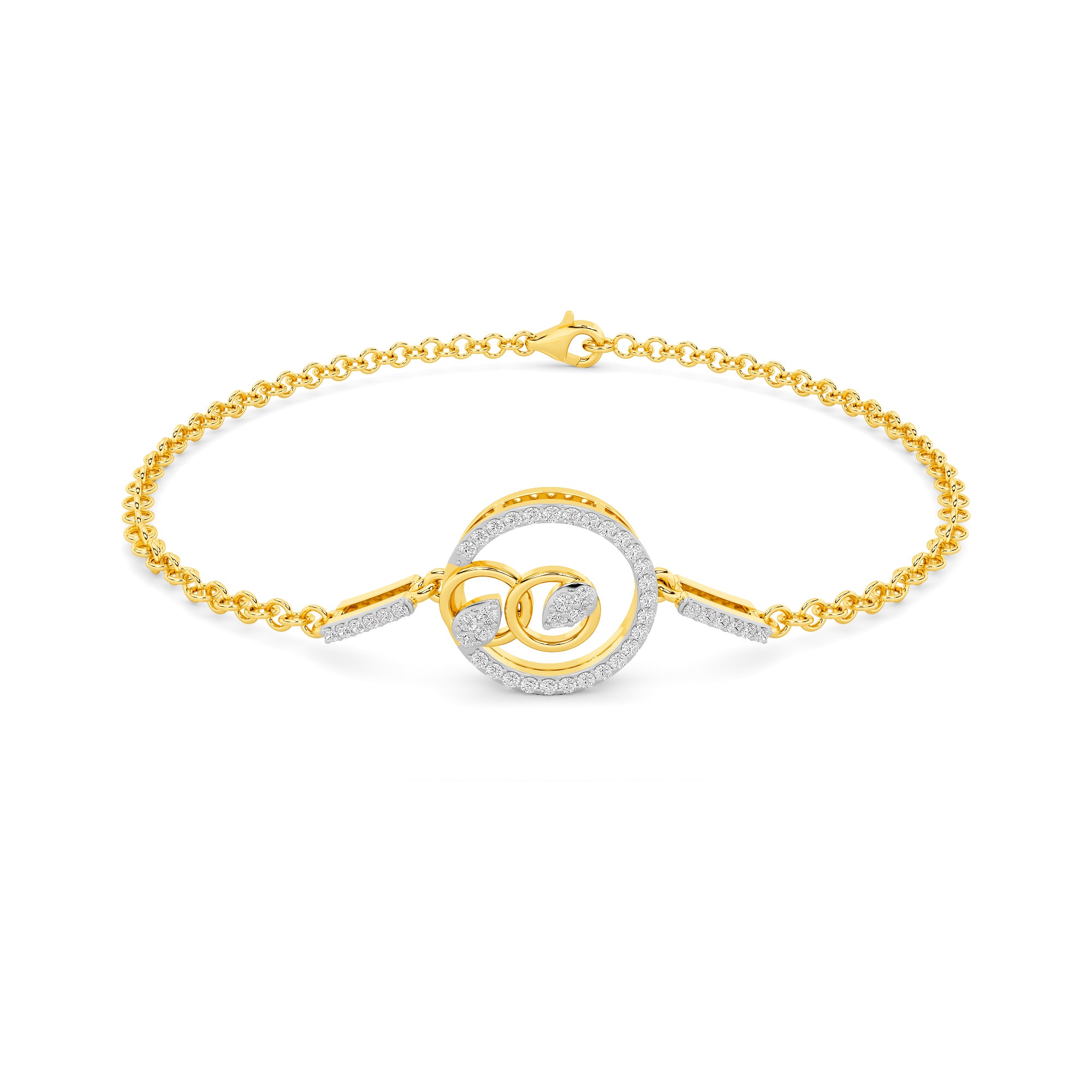 Diamond Swirl Knot Chain Bracelet Gold