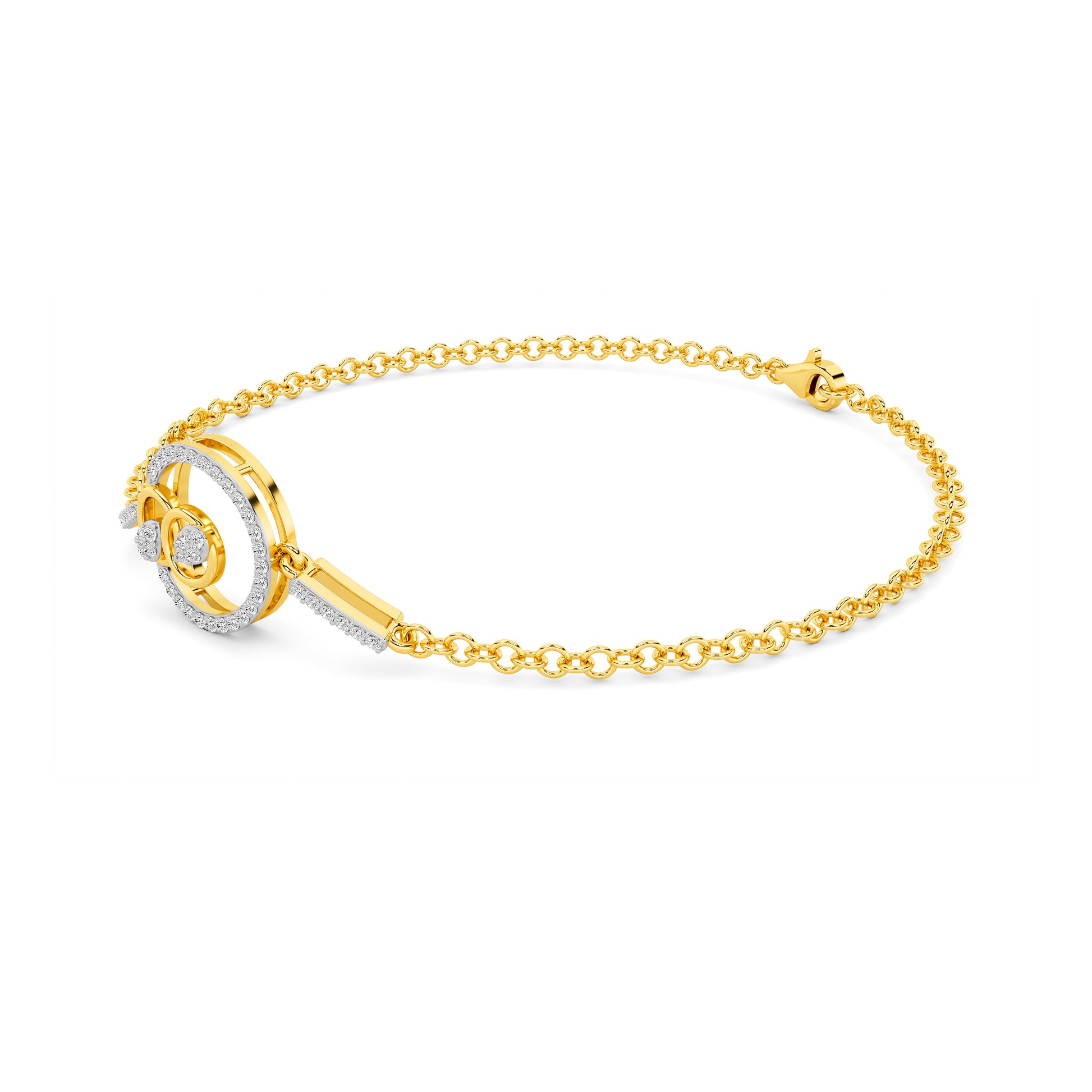 Diamond Swirl Knot Chain Bracelet Gold