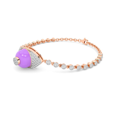 Rose Gold Purple Enamel Diamond Eye Bracelet