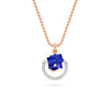 Rose Gold Blue Enamel Floral Pendant