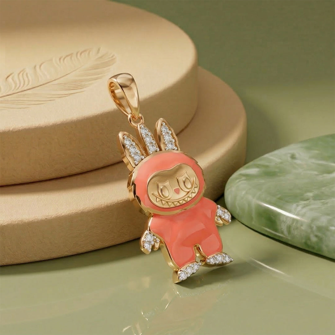 Gold Diamond Bunny Character Charm
