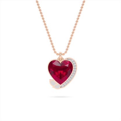 Rose Gold Ruby Heart Swirl Pendant