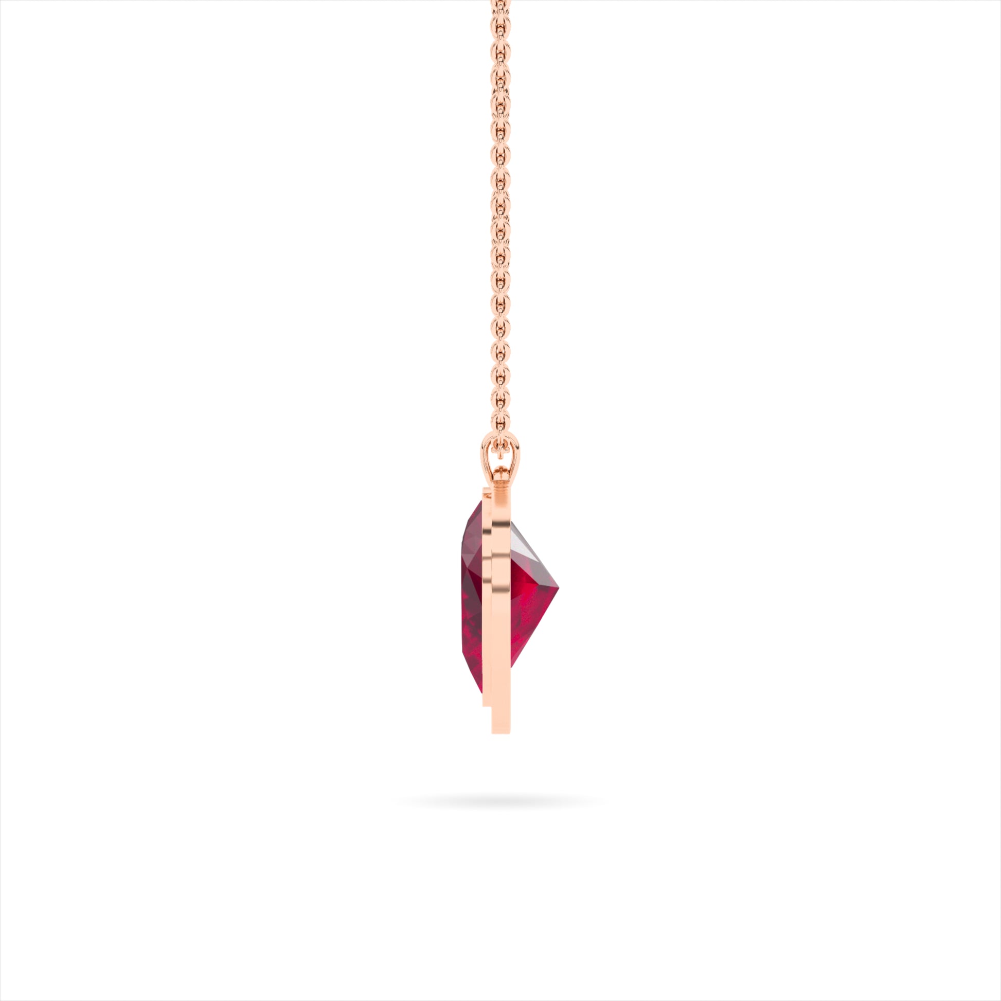 Rose Gold Ruby Heart Swirl Pendant