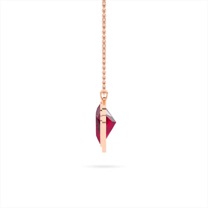 Rose Gold Ruby Heart Swirl Pendant