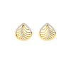 Yellow Gold Open Leaf Diamond Stud Earrings