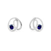 White Gold Sapphire Diamond Circle Stud Earrings