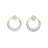 Two-Tone Diamond Circle Stud Drop Earrings