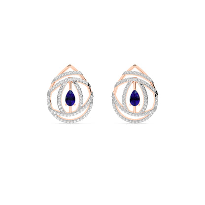 Rose Gold Sapphire Diamond Orbital Stud Earrings