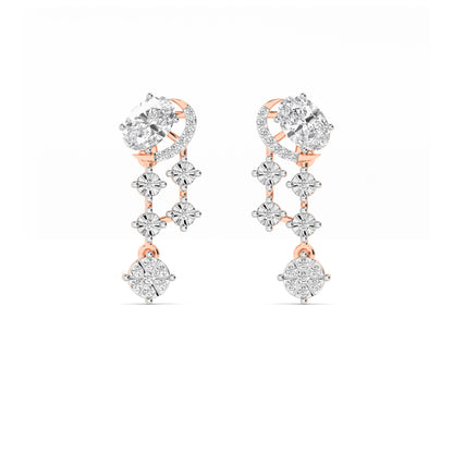 Rose Gold Oval Diamond Cascade Drop Earrings