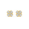 Yellow Gold Clover Diamond Pavé Stud Earrings