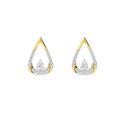 Yellow Gold Teardrop Pear Diamond Stud Earrings