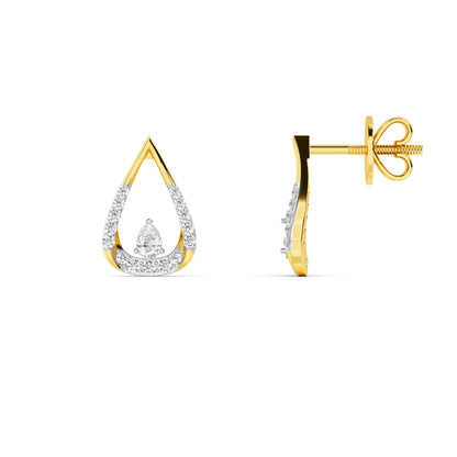 Yellow Gold Teardrop Pear Diamond Stud Earrings