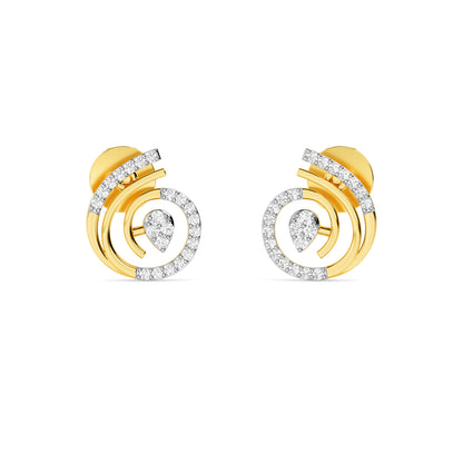 Spiral Diamond Pear Drop Stud Earrings
