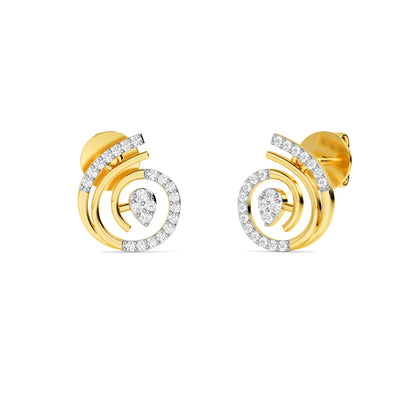 Spiral Diamond Pear Drop Stud Earrings