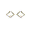 Yellow Gold Square Diamond Cluster Stud Earrings