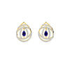 Yellow Gold Sapphire Diamond Swirl Stud Earrings