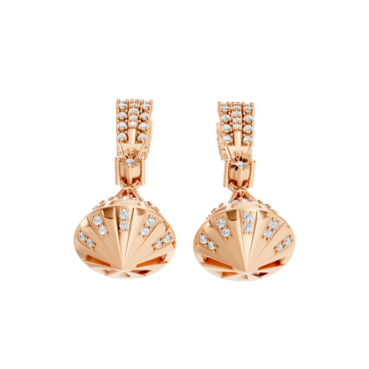 Geometric Jhumka Diamond Drop Earrings 18K Rose Gold