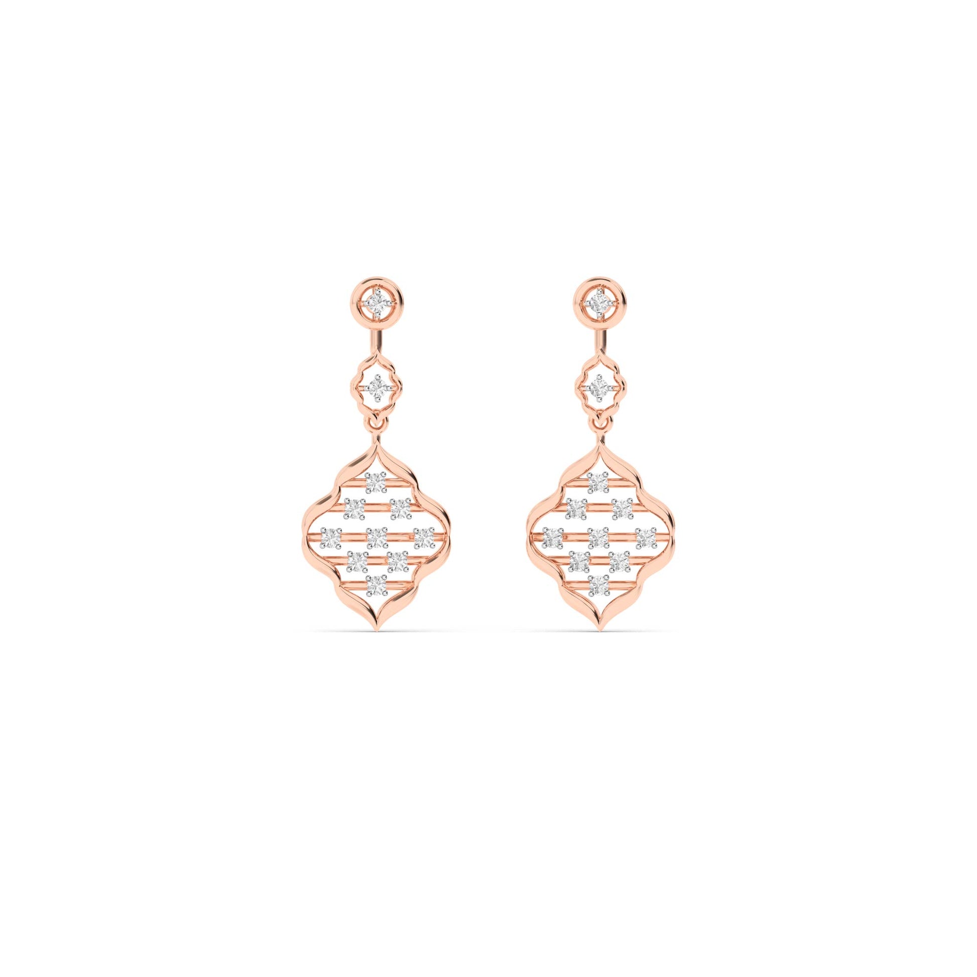 Rose Gold Geometric Diamond Drop Earrings