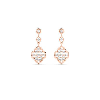 Rose Gold Geometric Diamond Drop Earrings