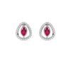 Marquise Ruby Diamond Halo Stud Earrings
