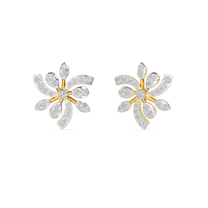 Two-Tone Diamond Starburst Petal Stud Earrings