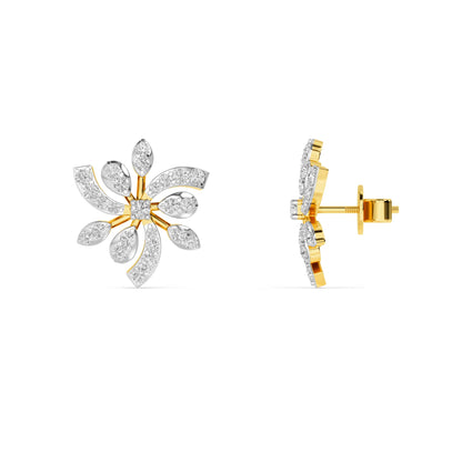 Two-Tone Diamond Starburst Petal Stud Earrings