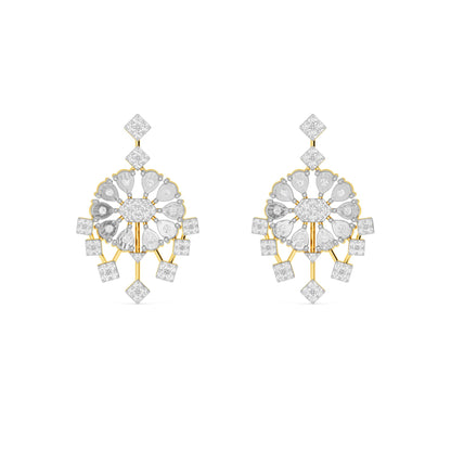 Yellow Gold Multi-Shape Diamond Chandelier Earrings