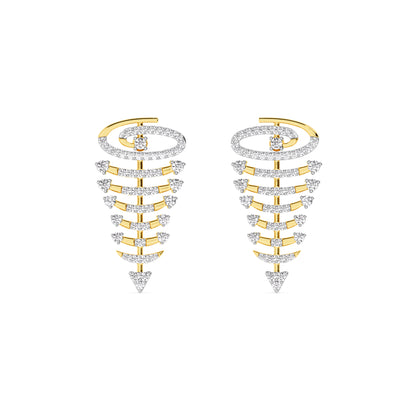 Yellow Gold Spiral Diamond Drop Earrings