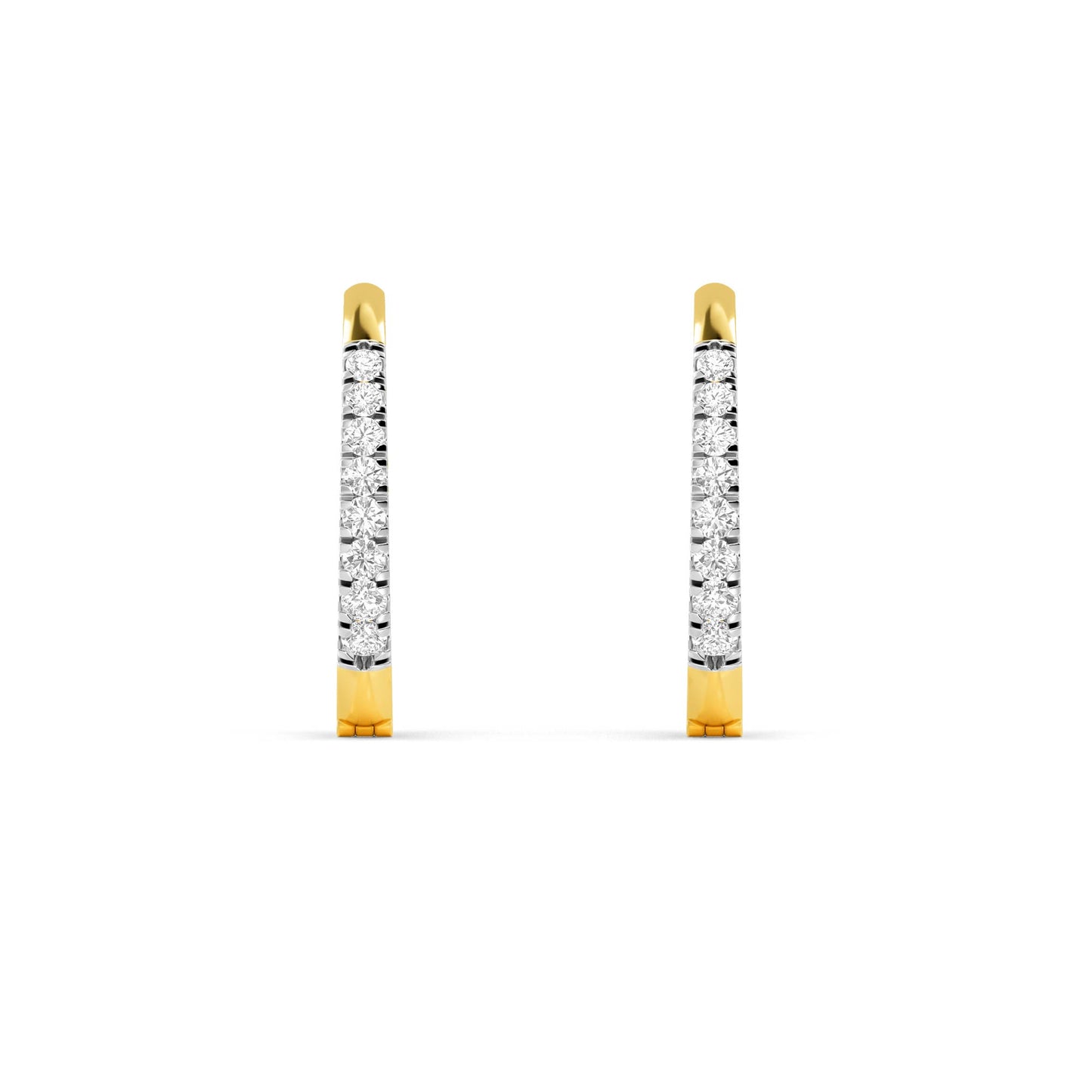 Yellow Gold Diamond Huggie Hoop Earrings