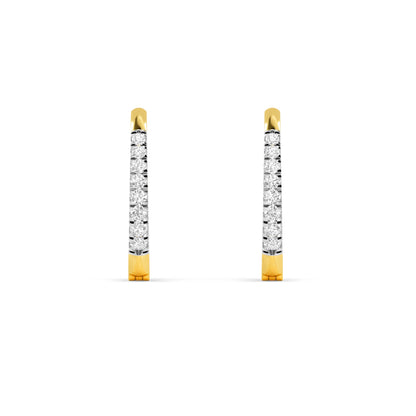 Yellow Gold Diamond Huggie Hoop Earrings