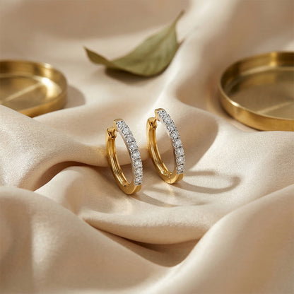 Yellow Gold Diamond Huggie Hoop Earrings