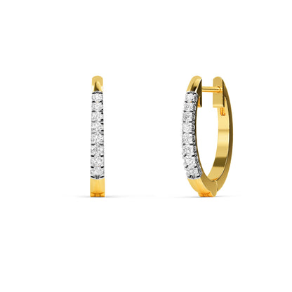 Yellow Gold Diamond Huggie Hoop Earrings