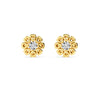 Yellow Gold Flower Diamond Solitaire Stud Earrings