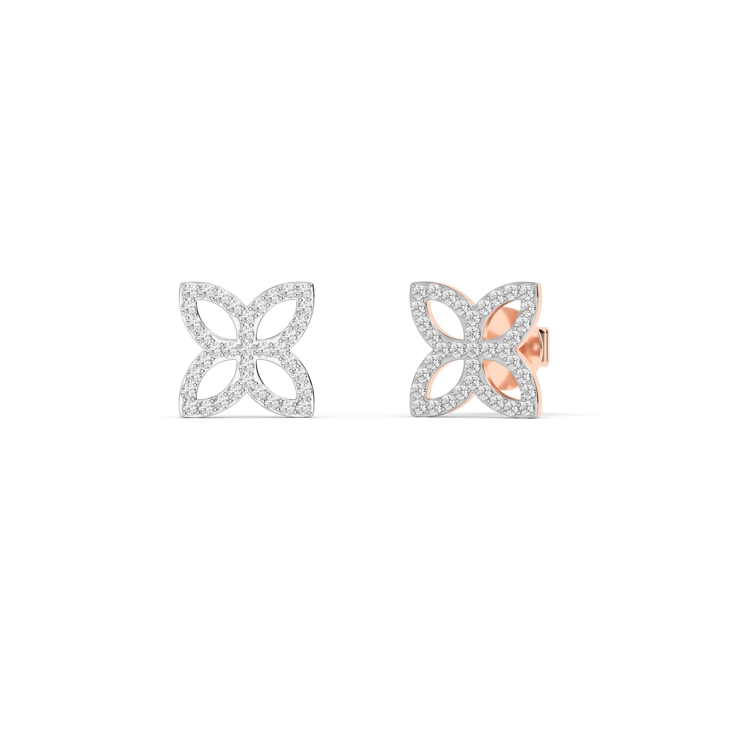 White Gold Classic Flower Diamond Studs