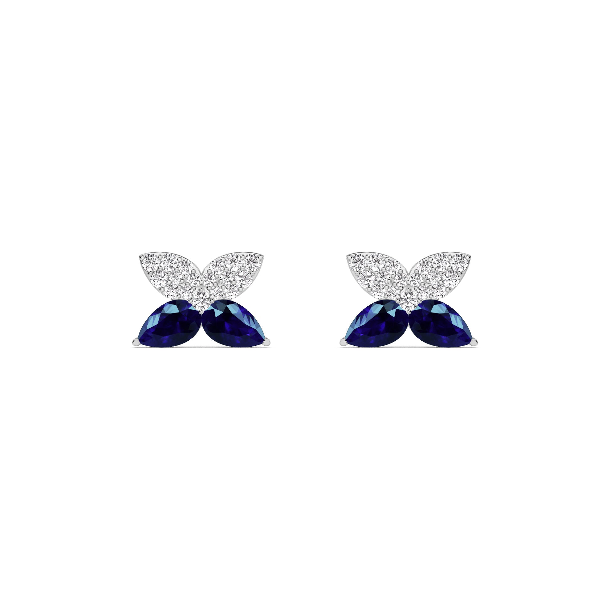 White Gold Sapphire Butterfly Pavé Diamond Earrings