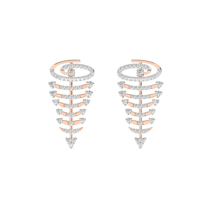 Rose Gold Spiral Diamond Drop Earrings