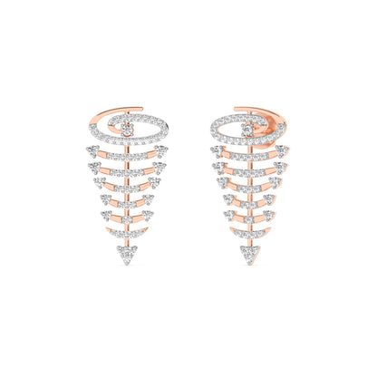 Rose Gold Spiral Diamond Drop Earrings