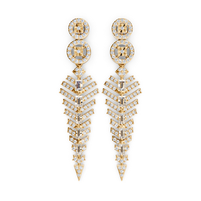 Art Deco Chevron Diamond Chandelier Earrings