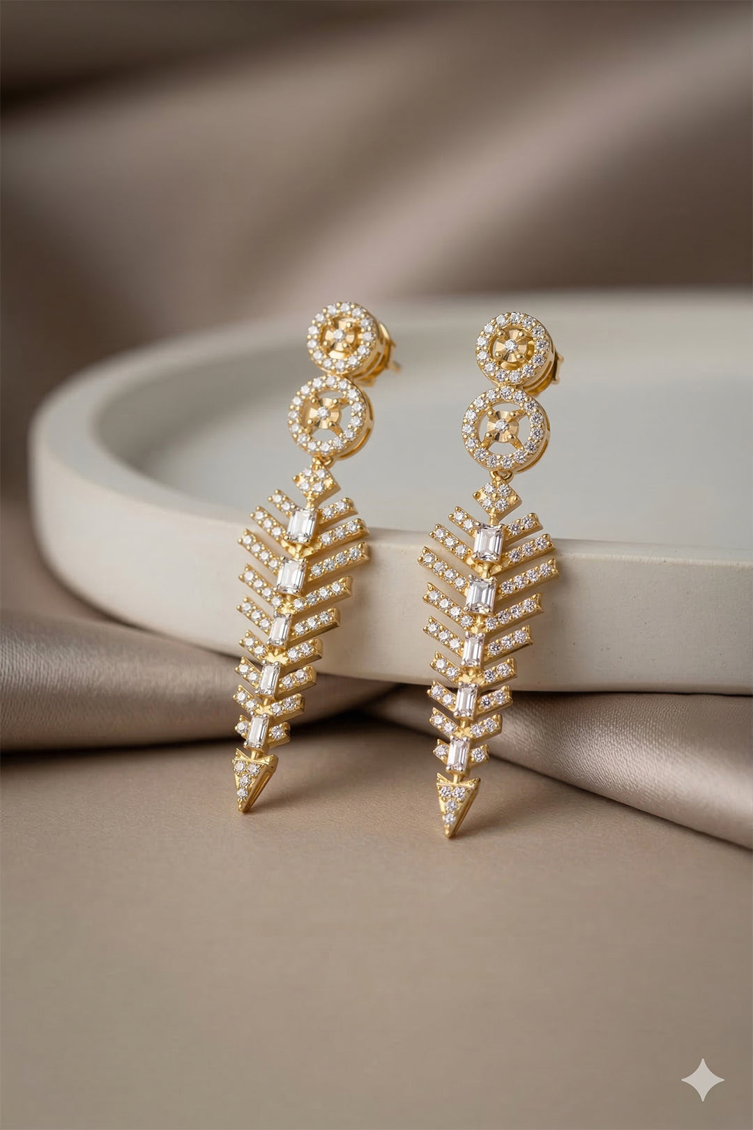 Art Deco Chevron Diamond Chandelier Earrings
