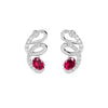 White Gold Ruby Spiral Pavé Diamond Earrings
