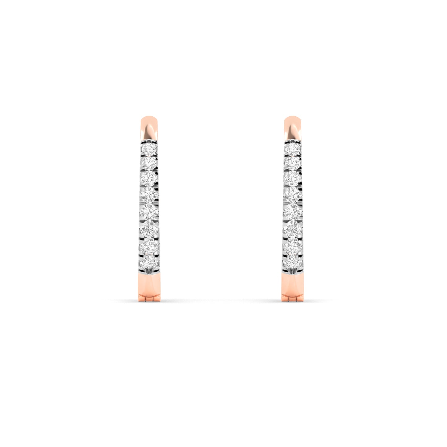 Rose Gold Diamond Huggie Hoop Earrings