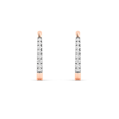 Rose Gold Diamond Huggie Hoop Earrings