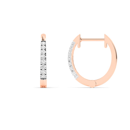 Rose Gold Diamond Huggie Hoop Earrings