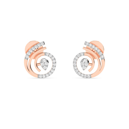 Rose Gold Spiral Diamond Stud Earrings