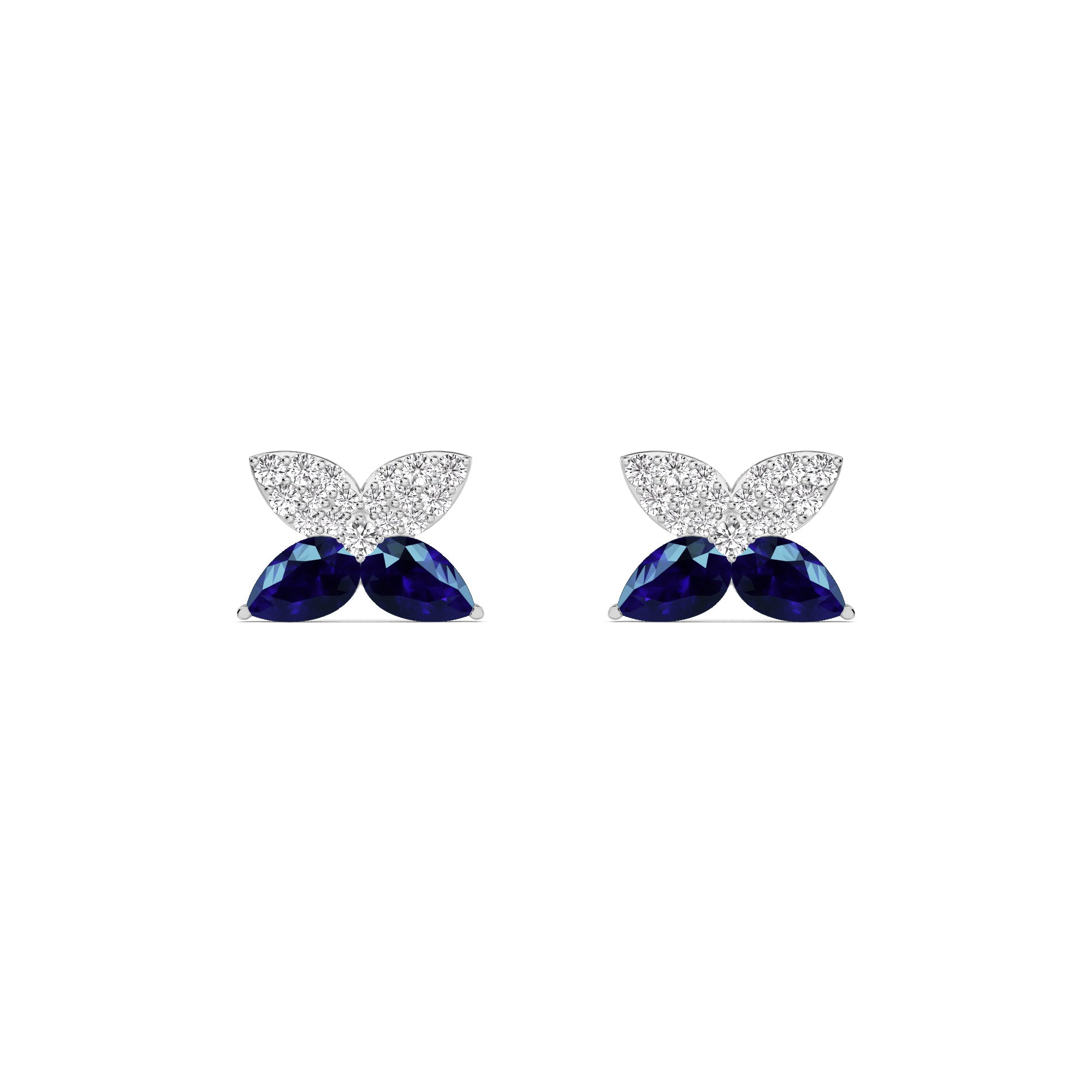 Blue Sapphire Diamond Butterfly Stud Earrings
